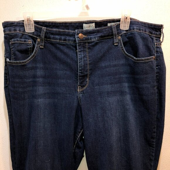 Wonderly Womens Size 20 W Dark Wash Blue Stretch Mid Rise Boot Cut Denim Jeans - Picture 5 of 10